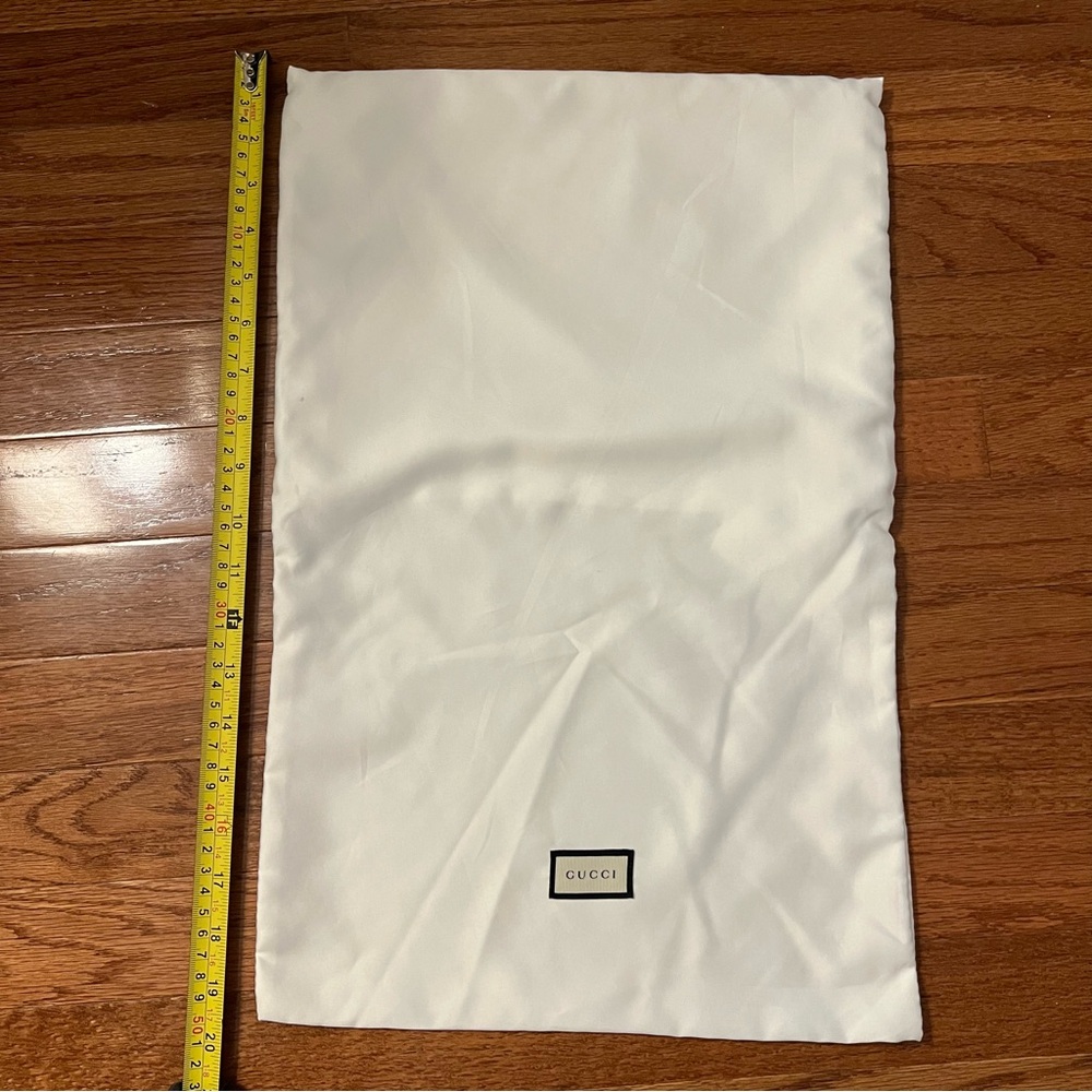 Gucci White Dust Bag Flap/Fold Over 13”x 16” envelope style satin purse bag